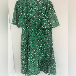 Topshop Floral Green Wrap Dress